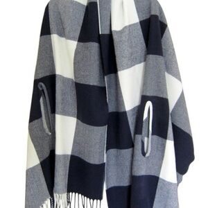 J. Crew Blue and White Plaid Cape/Scarf